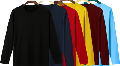P collection Solid Men Round Neck Black, Navy Blue, Red, Yellow, Maroon, Light Blue T-Shirt