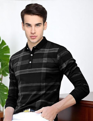 Autna Printed Men Polo Neck Black T-Shirt