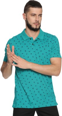 Kryptic Printed Men Polo Neck Green T-Shirt