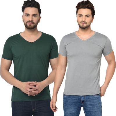 Adorbs Trend Solid Men V Neck White T-Shirt