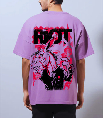 P O R R F A S H I O N Graphic Print Men Round Neck Purple T-Shirt