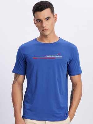 ADRO Printed Men Round Neck Blue T-Shirt