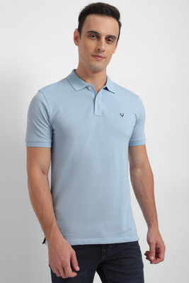 Allen Solly Solid Men Polo Neck Blue T-Shirt