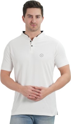 Arton Solid Men Polo Neck White T-Shirt