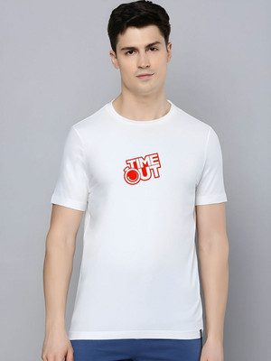 Moda Rapido Self Design Men Round Neck White T-Shirt