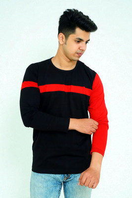 Faricon Trend Printed Men Round Neck Black T-Shirt