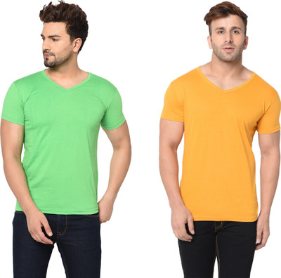 Adorbs Trend Solid Men V Neck Multicolor T-Shirt