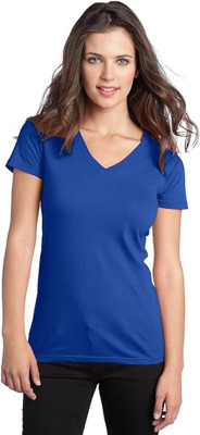 Smart Colors Solid Women V Neck Blue T-Shirt