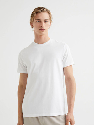OrrganicChics Solid Men Round Neck White T-Shirt