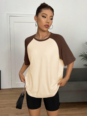 Bayfog Casual Color Block Women Beige Top