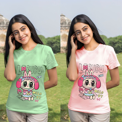Kintu Parantu Printed Women Round Neck Multicolor T-Shirt