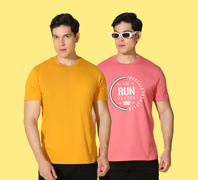 WOOSTRO Printed Men Round Neck Multicolor T-Shirt