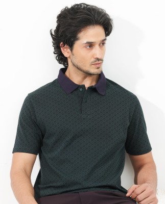 RARE RABBIT Solid Men Polo Neck Green T-Shirt