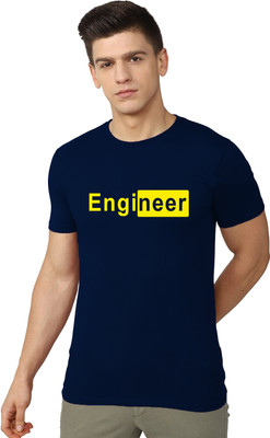London Crew Typography Men Round Neck Navy Blue T-Shirt