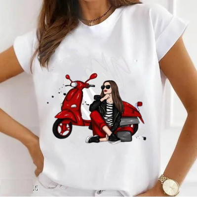 OJSR Graphic Print Women Round Neck White T-Shirt