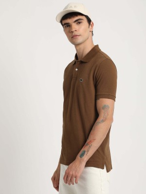 THE BEAR HOUSE Solid Men Polo Neck Brown T-Shirt