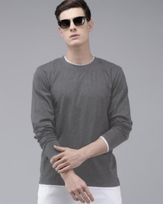 ARDPZ Solid Men Round Neck Grey T-Shirt