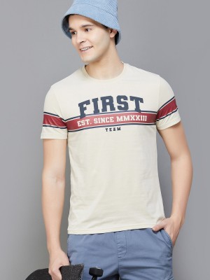 Fame Forever by Lifestyle Printed Men Round Neck Beige T-Shirt