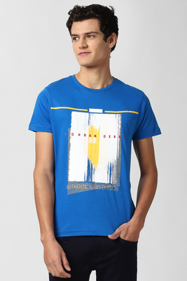 PETER ENGLAND Printed Men Round Neck Dark Blue T-Shirt