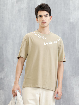 WROGN Printed Men Crew Neck Brown T-Shirt