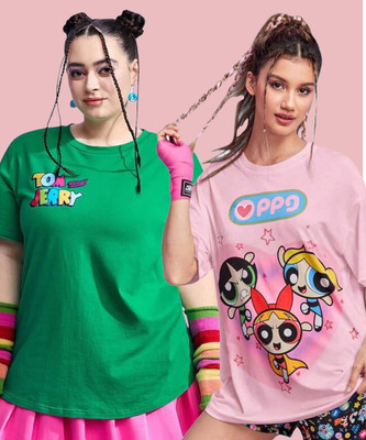 DreamBe Printed Women Round Neck Multicolor T-Shirt