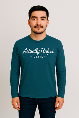 SAND PIPER Typography Men Round Neck Blue, White T-Shirt