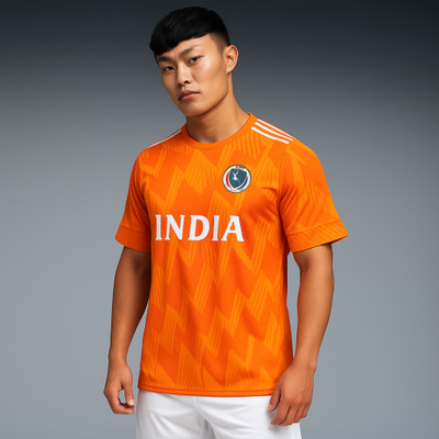 SNO Sports Abstract, Typography Men Round Neck Orange T-Shirt