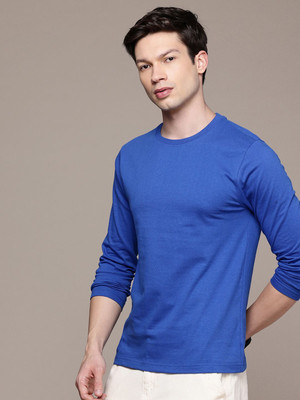 Moda Rapido Solid Men Round Neck Blue T-Shirt