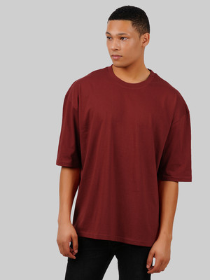 Roadster Printed Men Round Neck Maroon T-Shirt