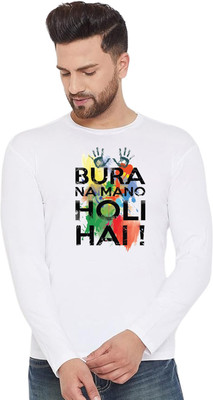 LV CARE Printed Men Round Neck White T-Shirt