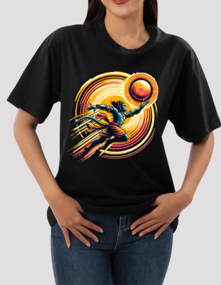 sova legacy Printed Women Round Neck Black T-Shirt