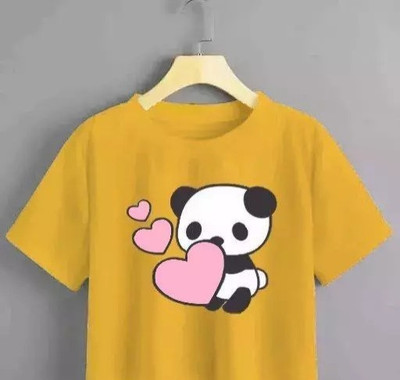 Sonali Printed Women Round Neck Yellow T-Shirt