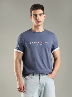 TOMMY HILFIGER Printed Men Crew Neck Black T-Shirt