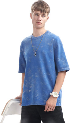Zyro tees Washed Men Round Neck Blue T-Shirt