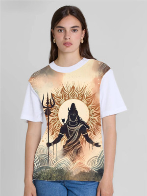 HamsaMART.com Solid Women Round Neck Reversible White T-Shirt