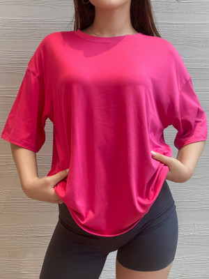 IMSA MODA Solid Women Round Neck Red T-Shirt