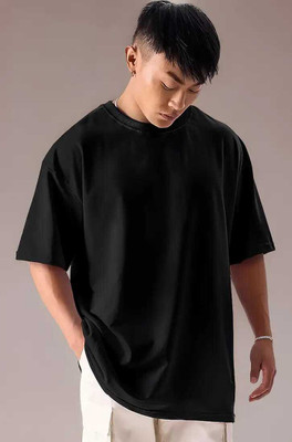 Xsware Solid Men Round Neck Black T-Shirt