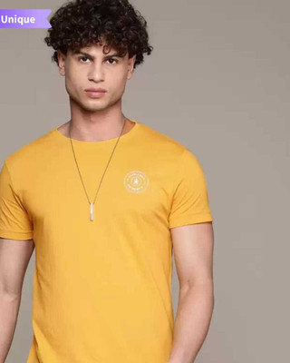 Roadster Solid Men Round Neck Orange T-Shirt