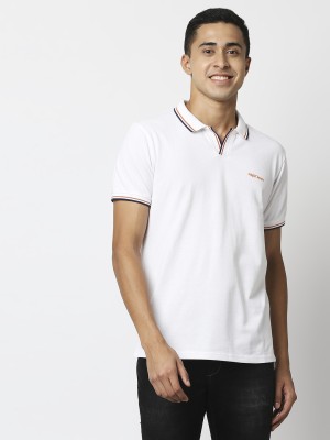 Pepe Jeans Solid Men Polo Neck White T-Shirt