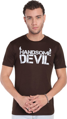 Go Devil Printed Men Round Neck Brown T-Shirt