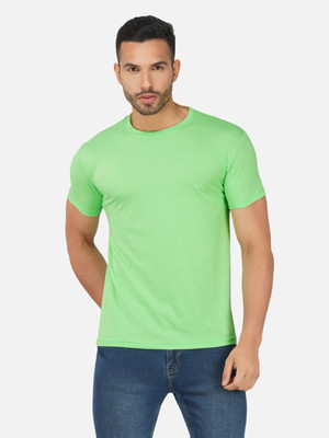GLOBAL NOMAD Solid Men Round Neck Light Green T-Shirt