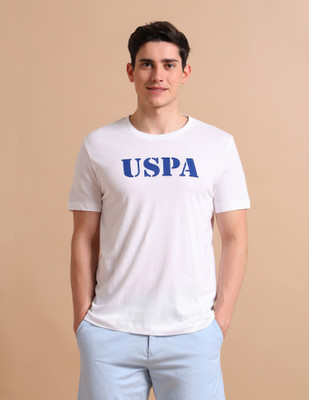 U.S. POLO ASSN. Typography Men Round Neck White T-Shirt