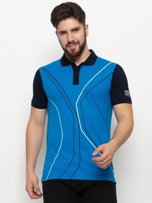 Club York Colorblock Men Polo Neck Blue T-Shirt