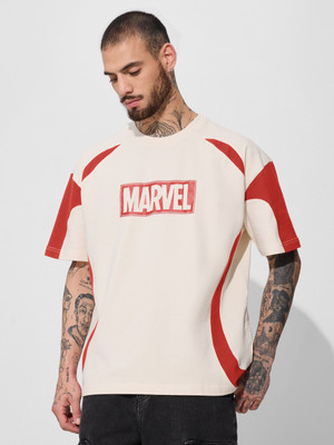The Souled Store Printed Men Round Neck White T-Shirt