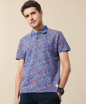 Mr Bowerbird Printed Men Polo Neck Blue T-Shirt