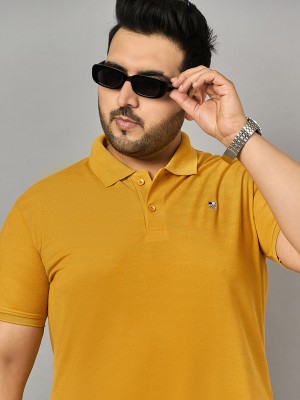 Zigo Solid Men Polo Neck Yellow T-Shirt