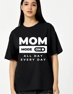 fashnobic Typography Women Round Neck Black T-Shirt