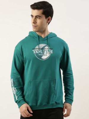 MANIAC Printed Men Hooded Neck Green T-Shirt