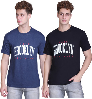 Zeffit Printed Men Round Neck Black, Blue T-Shirt