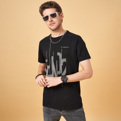 SF Jeans by Pantaloons Printed Men Round Neck Black T-Shirt